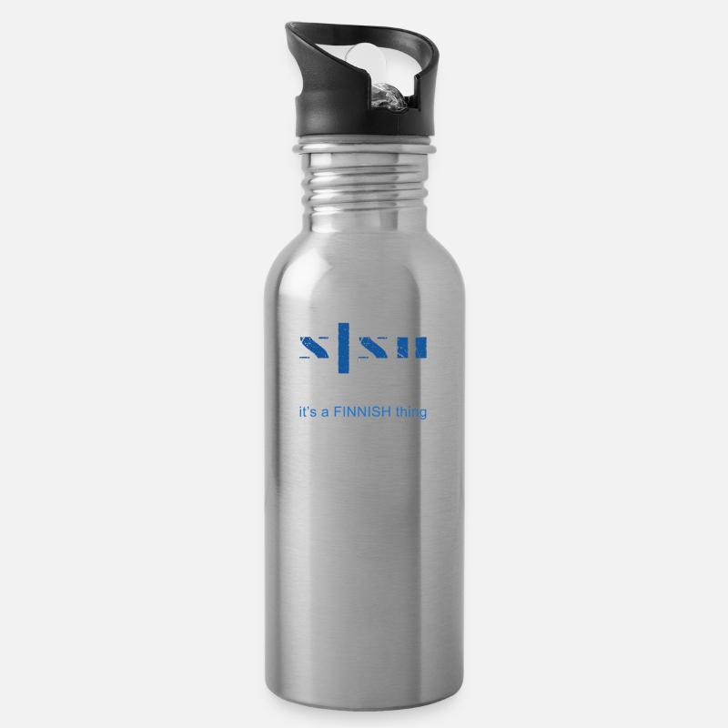 Finnland - Trinkflasche mit integriertem Trinkhalm - Lightsilver
