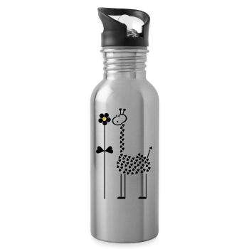Girafe dans le guide / girafe (2c) - Gourde avec paille intégrée - argent clair - Droite