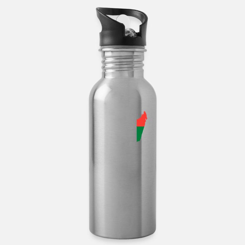 Madagascar - Gourde avec paille intégrée - argent clair