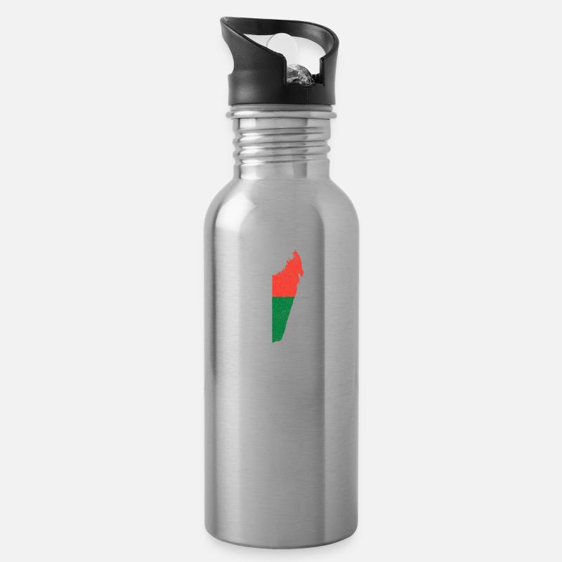 Madagascar - Gourde avec paille intégrée - argent clair