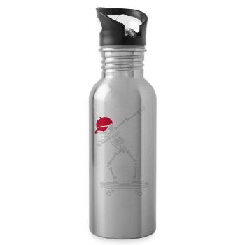 Dab dabbing skeleton skateboard skater - Trinkflasche mit integriertem Trinkhalm - Lightsilver - Rechts