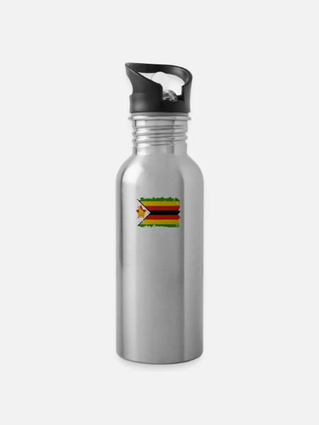 Simbabwe - Trinkflasche mit integriertem Trinkhalm -