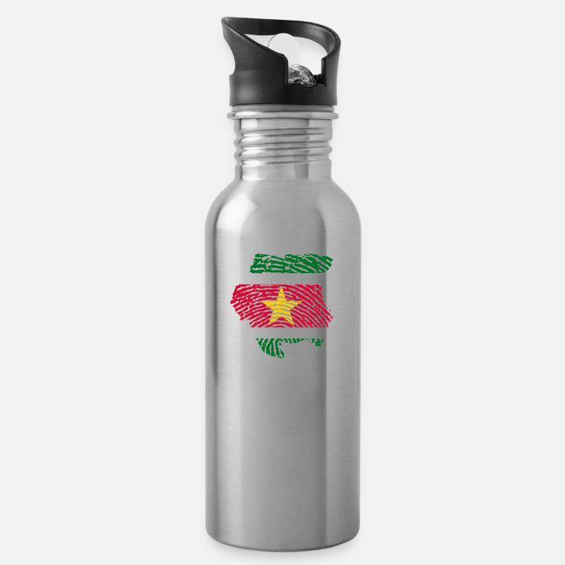 Suriname - Trinkflasche mit integriertem Trinkhalm - Lightsilver