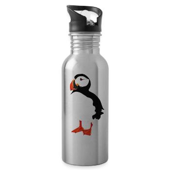Puffin Solo - Water bottle with straw - silver - Right