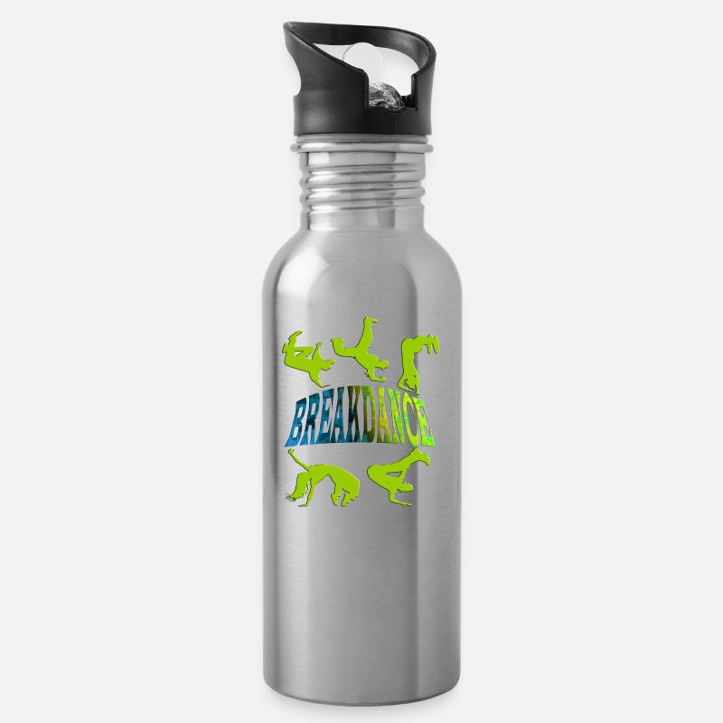 Breakdance - Trinkflasche mit integriertem Trinkhalm - Lightsilver