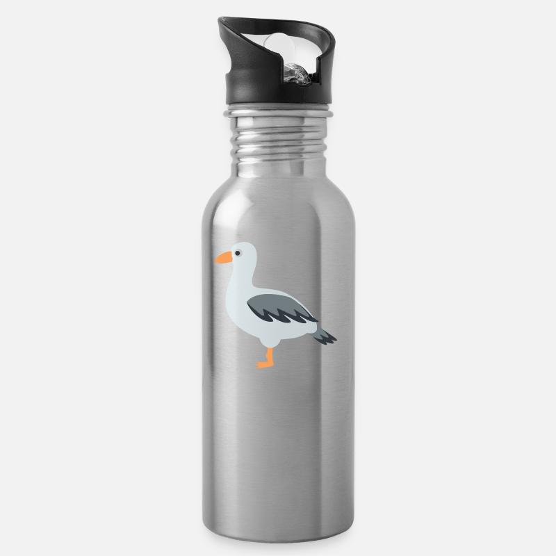 gull - Water bottle with straw - silver