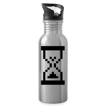 Computer Hourglass - Wait Concept - Water bottle with straw - silver - Right