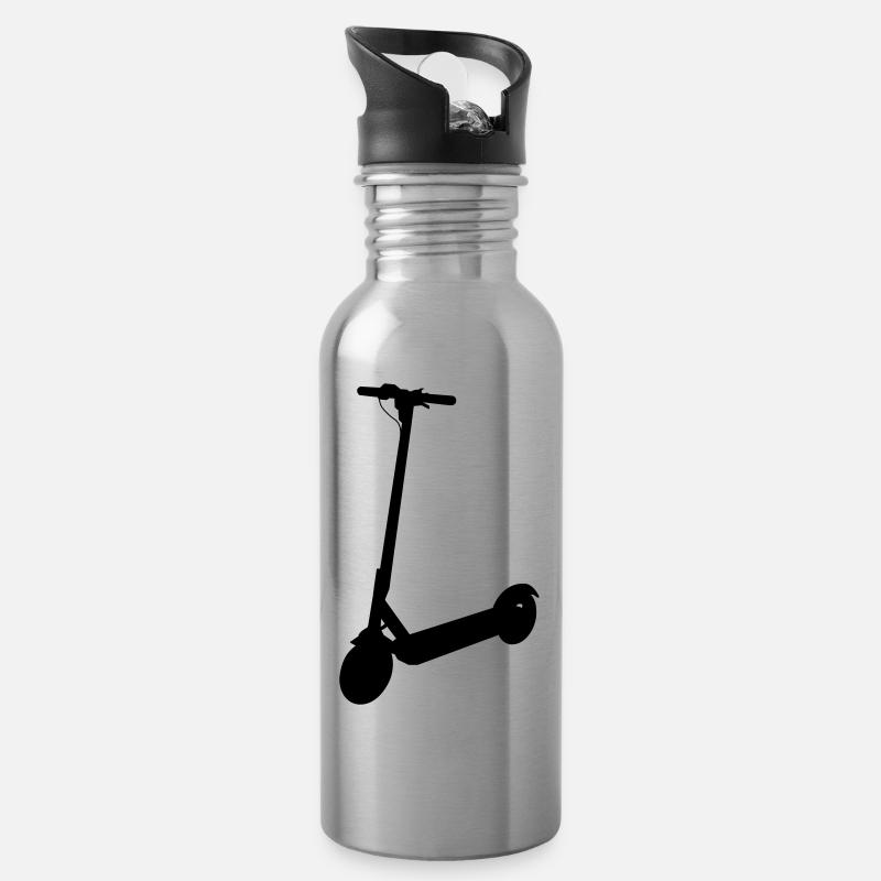 E-Scooter Elektro-Roller - Trinkflasche mit integriertem Trinkhalm - Lightsilver