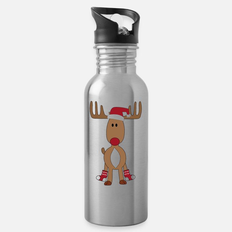 Weihnachten - Trinkflasche mit integriertem Trinkhalm - Lightsilver
