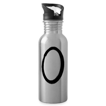 0 Null Zahl Handgemalt Schwarz Geschenkidee - Trinkflasche mit integriertem Trinkhalm - Lightsilver - Rechts