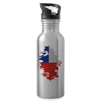 Chile Flagge Südamerika Chilenische Fahne Vintage - Trinkflasche mit integriertem Trinkhalm - Lightsilver - Rechts
