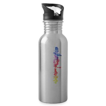 Berlin Germany City Skyline Pixel Colorful - Water bottle with straw - silver - Right