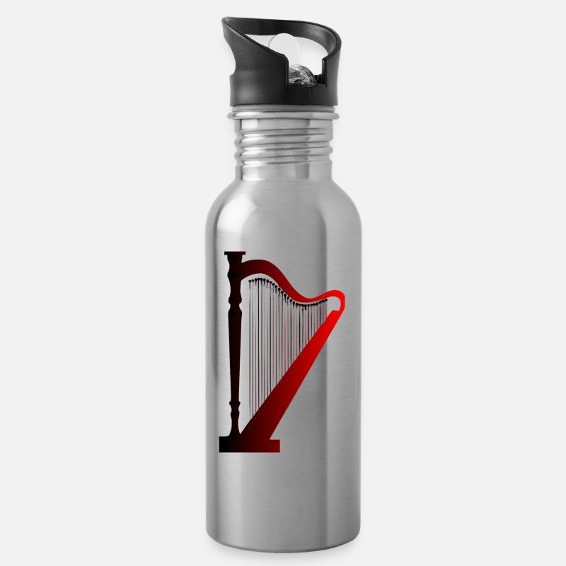 Harfe - Trinkflasche mit integriertem Trinkhalm - Lightsilver