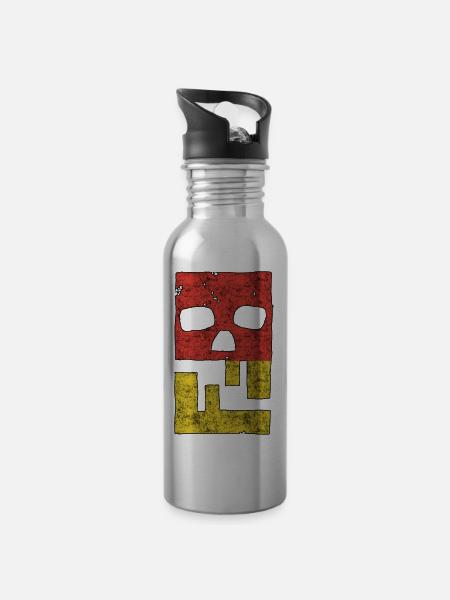 Hacking hackers hacker malware logo emblem - Water bottle with straw - silver