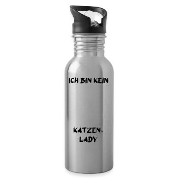 Katze Katzen verrückte Katzendame Mensch Vektor - Trinkflasche mit integriertem Trinkhalm - Lightsilver - Rechts