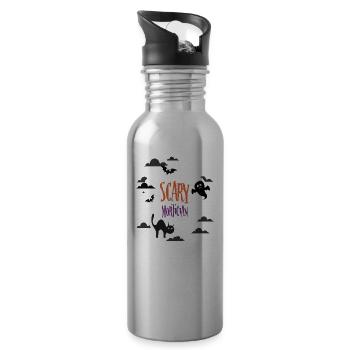 Gruseliger Bestatter - Trinkflasche mit integriertem Trinkhalm - Lightsilver - Rechts