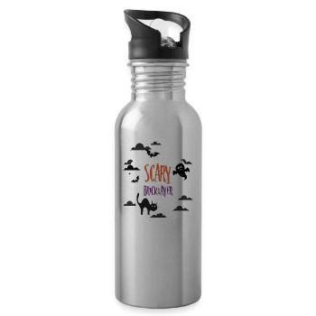 Scary Bricklayer - Water bottle with straw - silver - Right