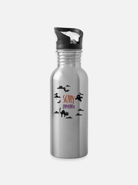 Gruseliger Kameramann - Trinkflasche mit integriertem Trinkhalm -