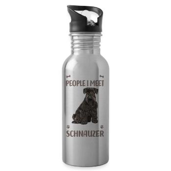 Race de chien Schnauzer - Gourde avec paille intégrée - argent clair - Droite
