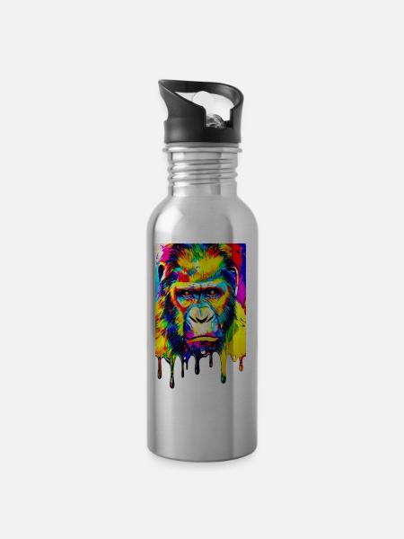 Urban Gorilla - Graffiti Art - Gourde avec paille intégrée - argent clair
