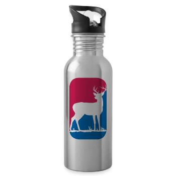 Jäger Lustig Rehbock Hirsch Jagd Geschenk Wild - Trinkflasche mit integriertem Trinkhalm - Lightsilver - Rechts