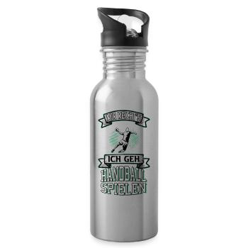 Handball Handball Player Handball Quote Funny - Water bottle with straw - silver - Right