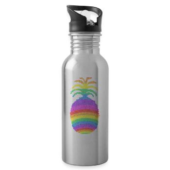 Rainbow Pineapple - Water bottle with straw - silver - Right