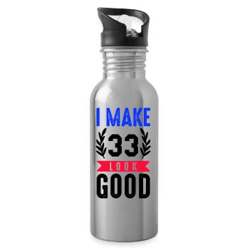 look good 33 - Water bottle with straw - silver - Right