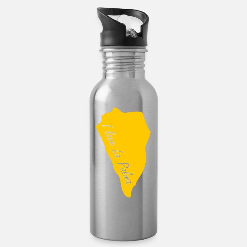 I love La Palma - Trinkflasche mit integriertem Trinkhalm - Lightsilver