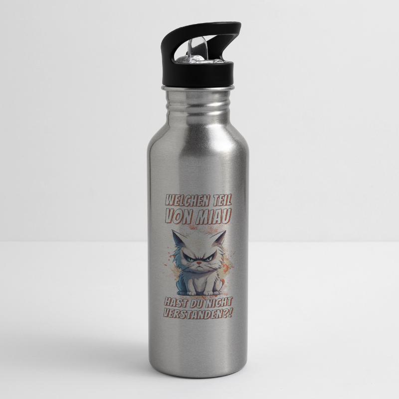 cat grumpy grumpy grumpy meow funny Water bottle with straw