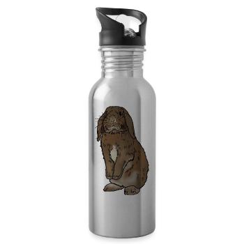 Rabbit standing - Water bottle with straw - silver - Right
