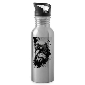 Bunte Papagei-Pracht - Trinkflasche mit integriertem Trinkhalm - Lightsilver - Rechts