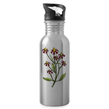 Blumen - Trinkflasche mit integriertem Trinkhalm - Lightsilver - Rechts