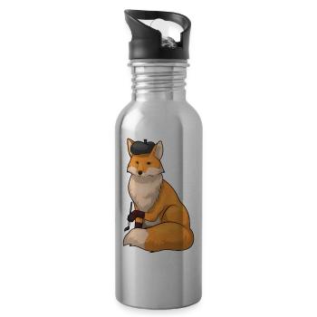 Fox Painter Peinture Pinceau - Gourde avec paille intégrée - argent clair - Droite