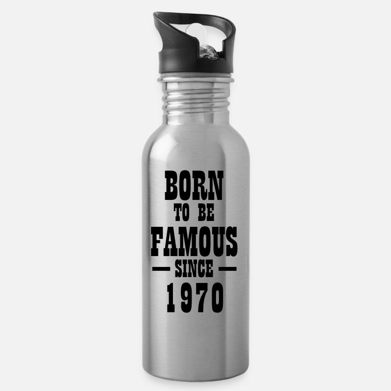 Born to be famous since 1970 - Trinkflasche mit integriertem Trinkhalm - Lightsilver