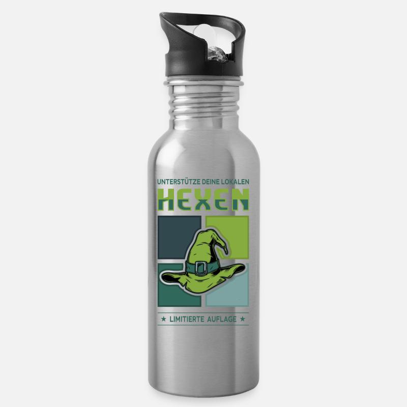 Hexen - Trinkflasche mit integriertem Trinkhalm - Lightsilver