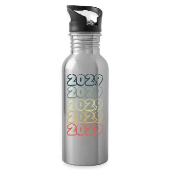 Geburtsjahr 2029 - Trinkflasche mit integriertem Trinkhalm - Lightsilver - Rechts