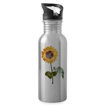 Tournesol - Aquarelle - Gourde avec paille intégrée - argent clair - Droite