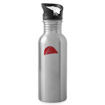 Dachshund for Christmas, Lineart - Water bottle with straw - silver - Right