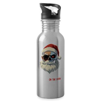 Terminator Santa be back presents - Water bottle with straw - silver - Right