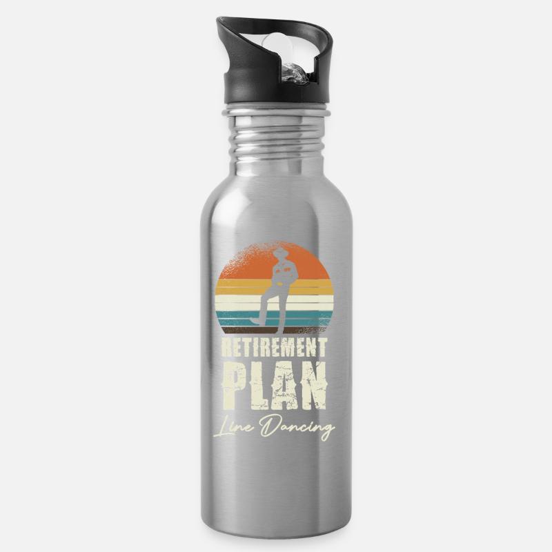 Ruhestand Line Dance Sonnenuntergang - Trinkflasche mit integriertem Trinkhalm - Lightsilver
