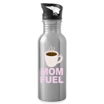 Mom Fuel – Coffee Powered Mom Design - Trinkflasche mit integriertem Trinkhalm - Lightsilver - Rechts