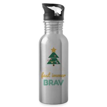 Ich war fast immer brav – Weihnachtsshirt Kinder - Trinkflasche mit integriertem Trinkhalm - Lightsilver - Rechts