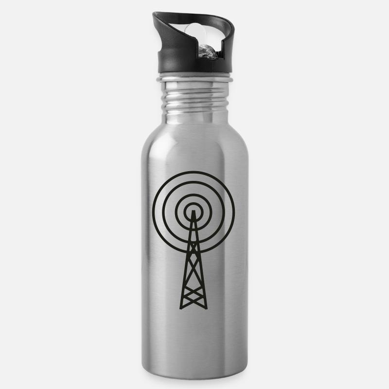 antenne - Trinkflasche mit integriertem Trinkhalm - Lightsilver