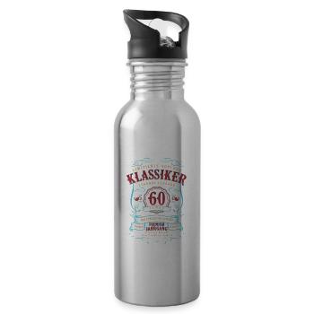Geschenk 60 Geburtstag - Klassiker 60 Jahre Alt - Trinkflasche mit integriertem Trinkhalm - Lightsilver - Rechts