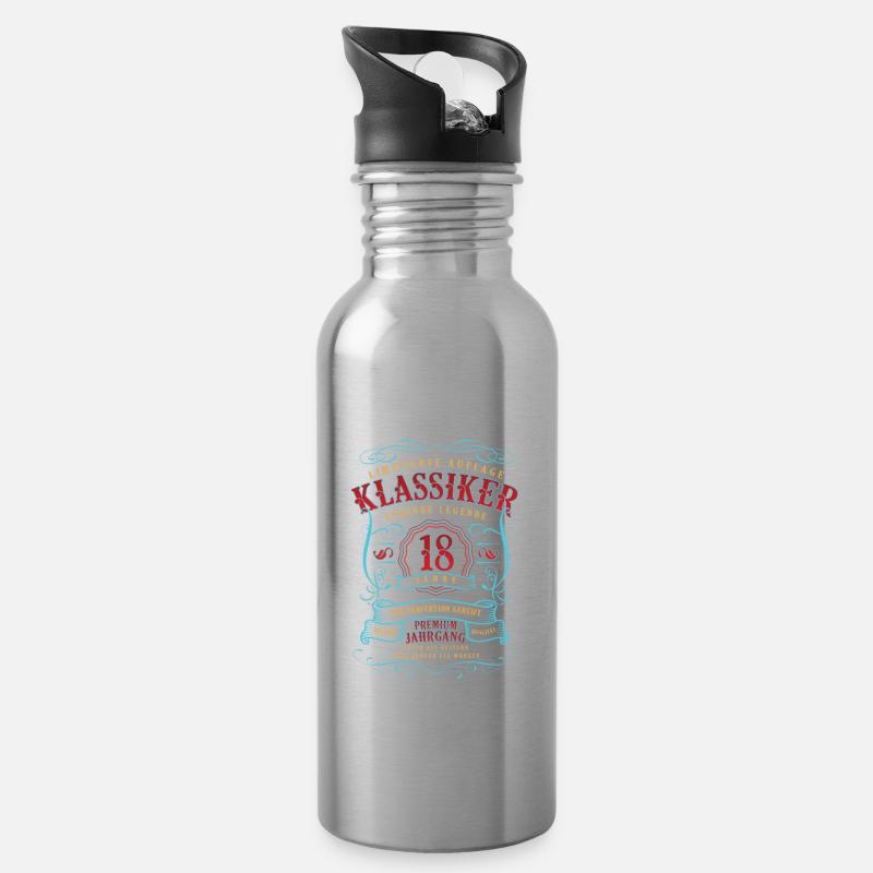18. Geburtstag Geschenk 18 Jahre alt - Trinkflasche mit integriertem Trinkhalm - Lightsilver