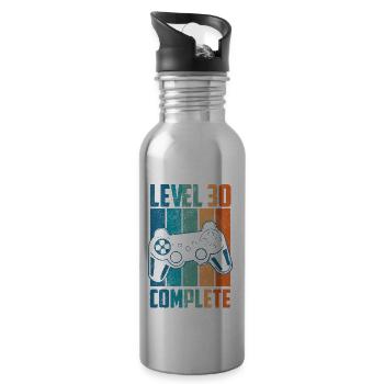 Level 30 Complete 30. Geburtstag Gamer Geschenk - Trinkflasche mit integriertem Trinkhalm - Lightsilver - Rechts