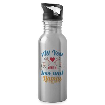 Ally You Need Is Love And Llamas - Water bottle with straw - silver - Right