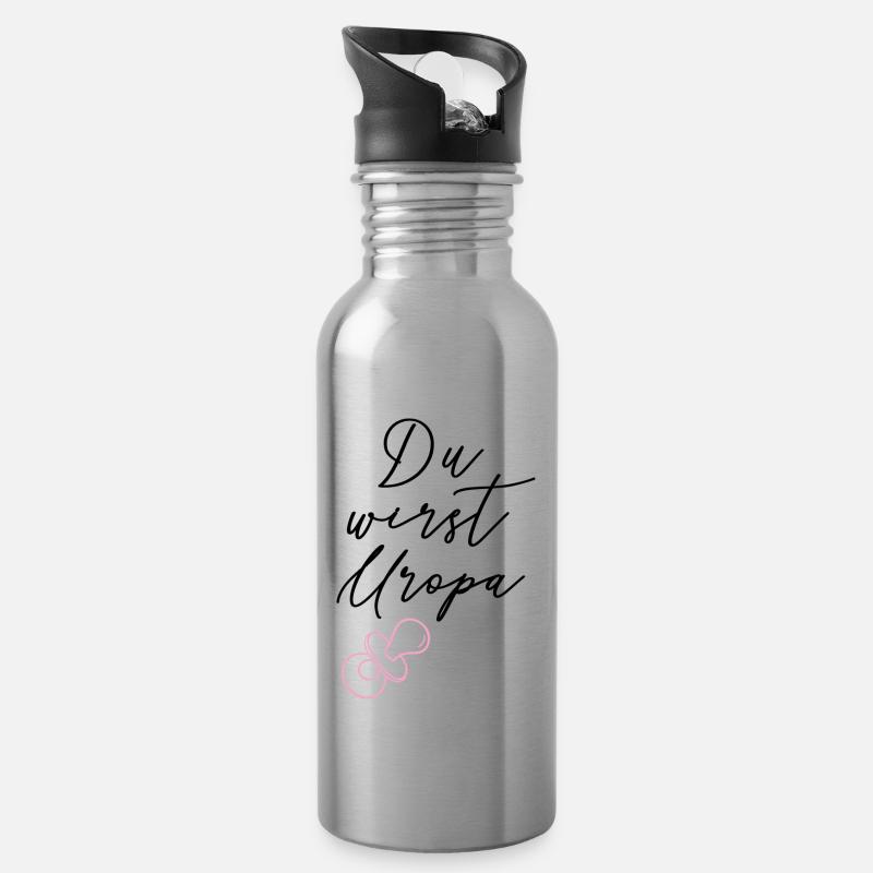 Du wirst Uropa! - Trinkflasche mit integriertem Trinkhalm - Lightsilver