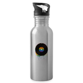 Vinyl LGBT Circle Of Love Retro Record Music - Trinkflasche mit integriertem Trinkhalm - Lightsilver - Rechts